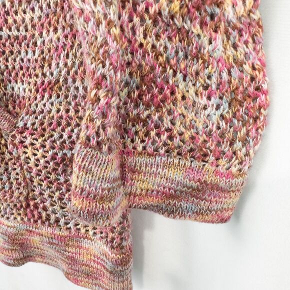 Christopher & Banks Open Knit Hooded Sweater Womens XL Cotton Beach Boho Rainbow - Picture 9 of 16